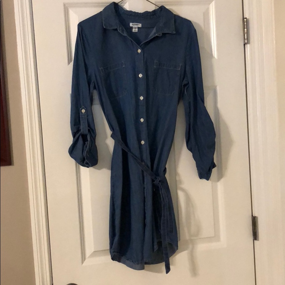 Old Navy button shirt dress with tie